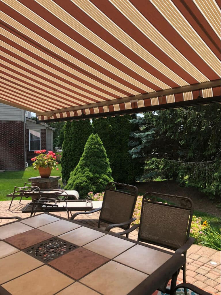 outside deck awning - natural-cabernet - Marygrove Awnings