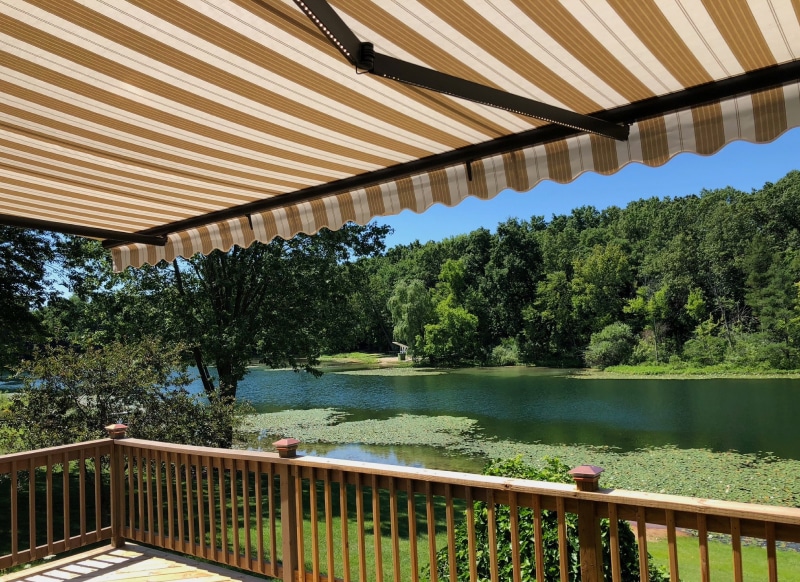 Awnings Out Over Deck At Golf Course On Water