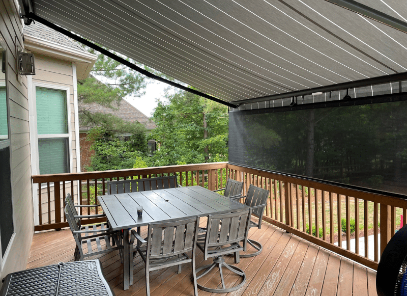 Retractable awning and front screen in Massachusetts