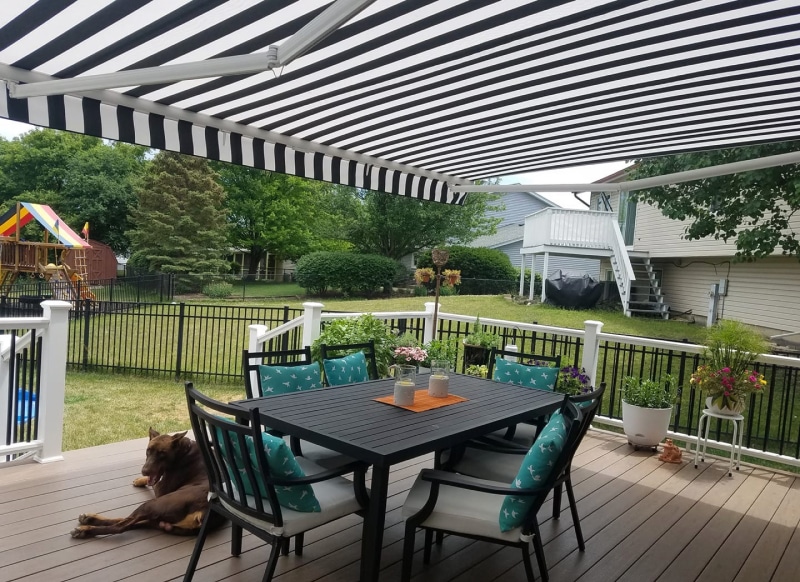 Retractable Awning Covering Deck