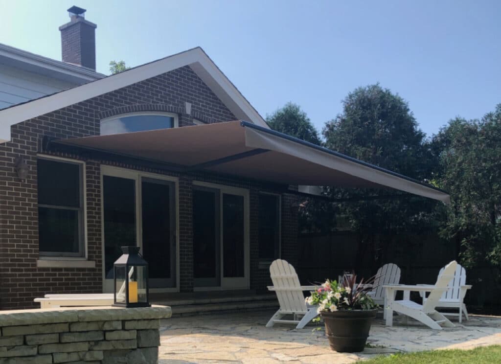 Patio with Retractable Awning Fully Extended Out