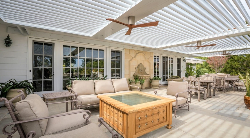 White Louvered Roof With Fans