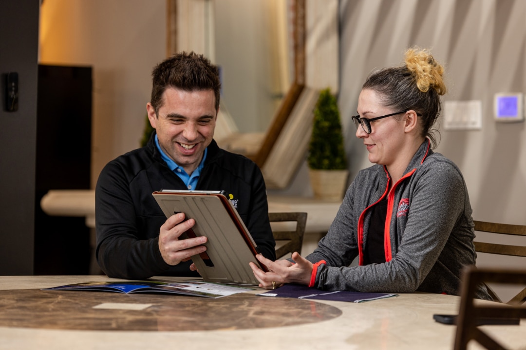 Marygrove sales rep with customer