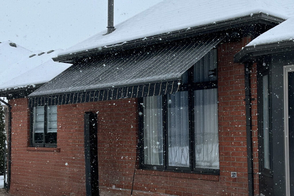 awning in the snow
