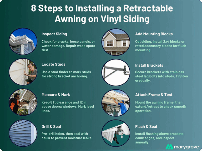 8 Steps to Installing A Retractable Awning on Vinyl Siding