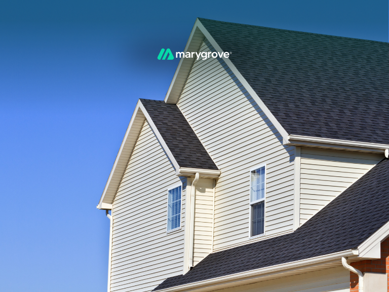 Vinyl siding on two story house