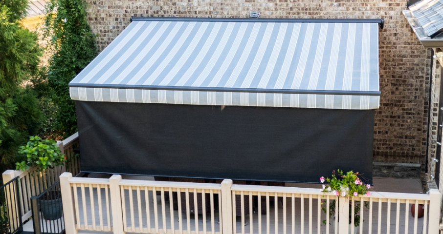 Awning over porch with front screen down