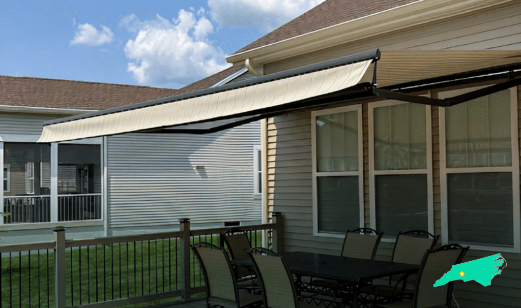 Awning on home in Huntersville NC